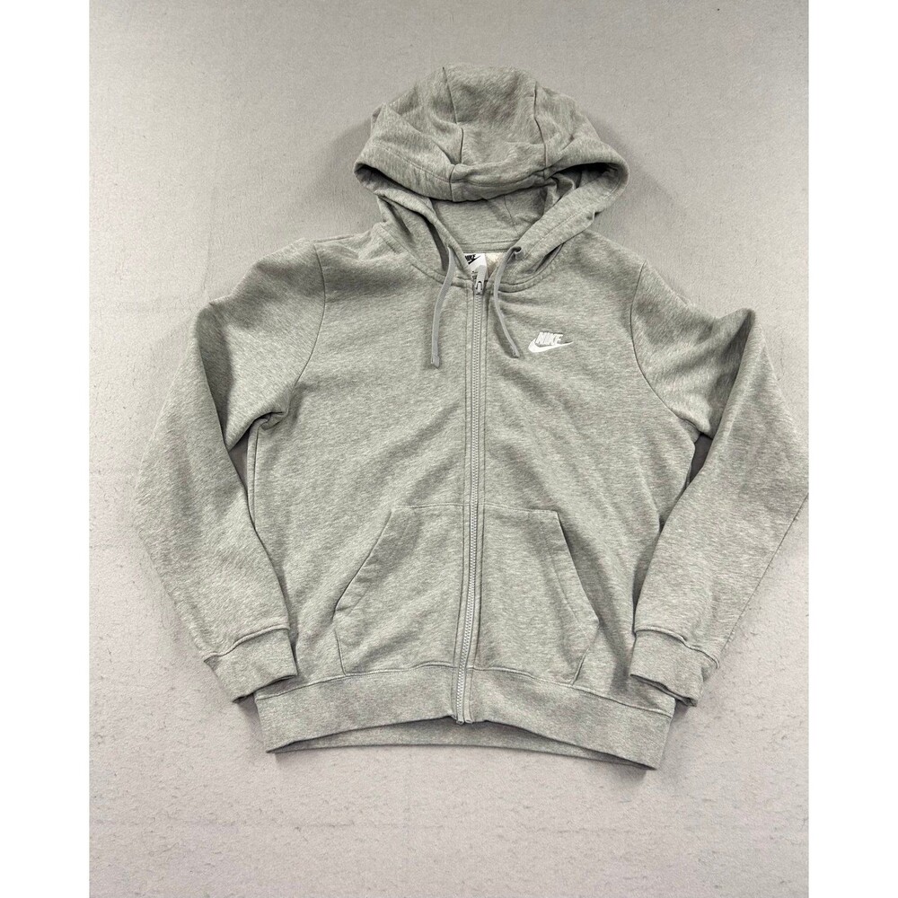 Nike Women's Sportswear Club Fleece Full-Zip Hoodie in Dark Grey Heather Medium